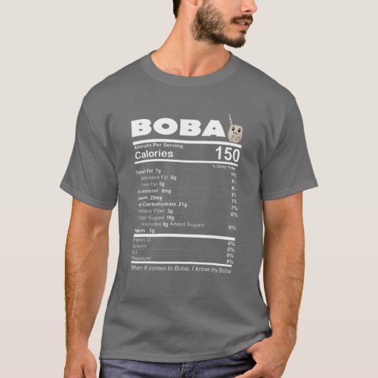 Bubble Milk Tea Nutritional Facts Funny Boba Lover T-shirt (Voorkant)