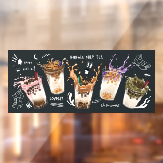 Bubble Milk Tea Pearl Milk Tea Boba Tea Raamsticker (Vel 2)