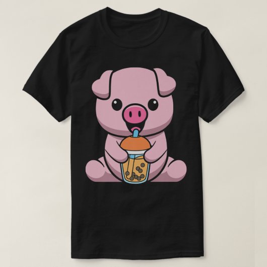 Bubble Milk Tea Pig Cute Pig Drink Boba Milk Te T-shirt (Design voorkant)