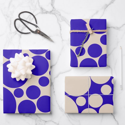Bubble Mod Stippen Cobalt Blue Pattern Inpakpapier Vel (Voorkant)