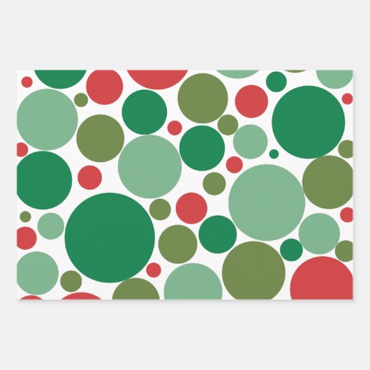 Bubble Mod Stippen Retro Kerstmis Red Green Inpakpapier Vel (Voorkant)