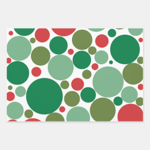 Bubble Mod Stippen Retro Kerstmis Rood Groen Inpakpapier Vel