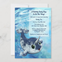 Bubble Narwhal Baby shower Invitation
