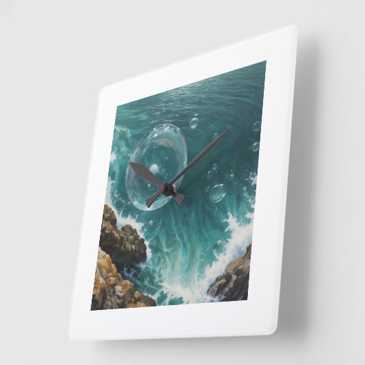 Bubble Ocean Wall Clock Vierkante Klok (Hoek)