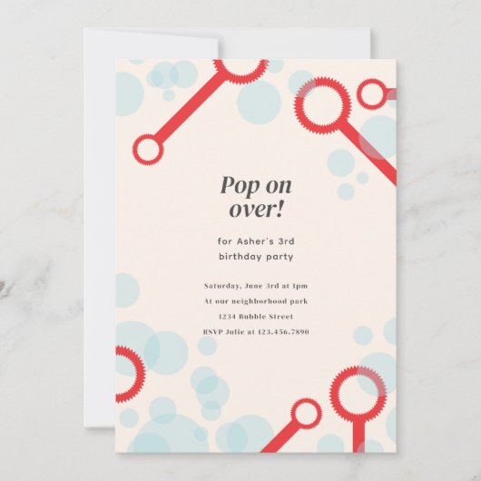 Bubble Party Verjaardag Uitnodigen Kaart (Voorkant)