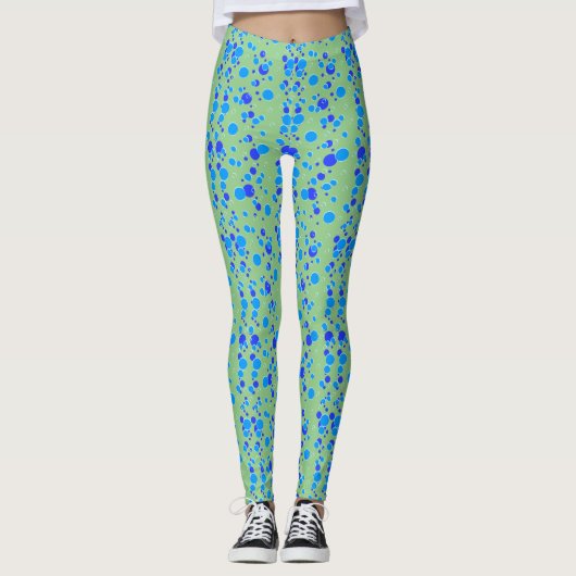 Bubble patroon C01.blue LGreen BG Leggings (Voorkant)