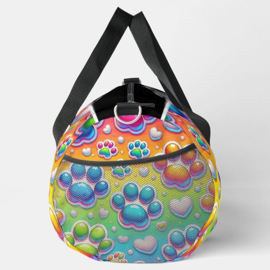 Bubble Paw Print Rainbow Travel Monogram Personal Plunjezak (Rechts)
