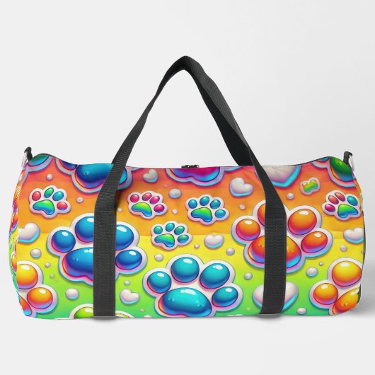 Bubble Paw Print Rainbow Travel Plunjezak (Voorkant)