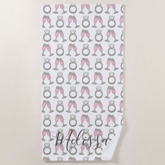 Bubble Pink Champagne Diamond Ring Persoonlijk Strandlaken (Voorkant)