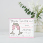 Bubble Pink Champagne Toast Cheers Vrijgezellenfee Uitnodiging Briefkaart (Staand voorkant)