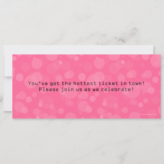 Bubble Pink Ticket  Verjaardag Kaart (Achterkant)