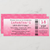 Bubble Pink Ticket Verjaardag Kaart (Voorkant / Achterkant)