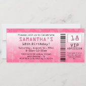 Bubble Pink Ticket Verjaardag Kaart (Voorkant)