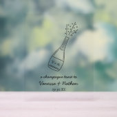 Bubble Popping Champagne fles grillige bruiloft Acryl Bord (Neutraal)