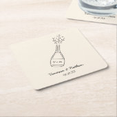 Bubble Popping Champagne fles grillige bruiloft Kartonnen Onderzetters (Schuin)