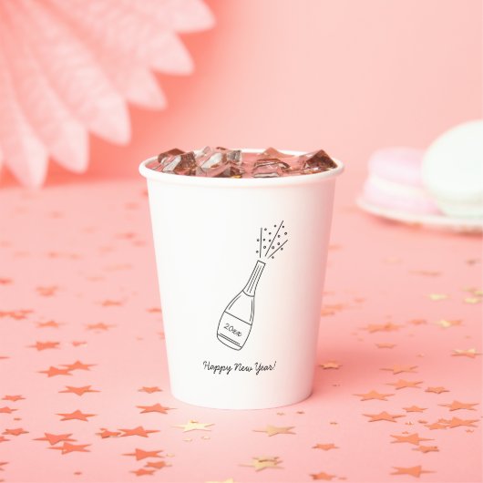 Bubble Popping Champagne Fles Oudejaarsavond Papieren Bekers (Insitu)