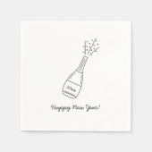Bubble Popping Champagne Fles Oudejaarsavond Servet (Voorkant)