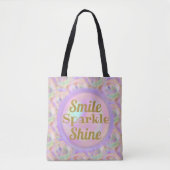 Bubble Roos Smile Sparkle Shine Motivation Tote Bag (Voorkant)