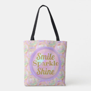 Bubble Roos Smile Sparkle Shine Motivation Tote Bag