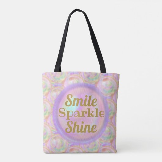 Bubble Roos Smile Sparkle Shine Motivation Tote Bag (Achterkant)