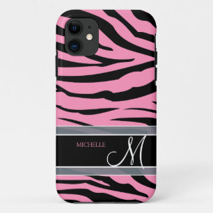 Bubble roze & Black Zebra Stripes personaliseren Case-Mate iPhone Case