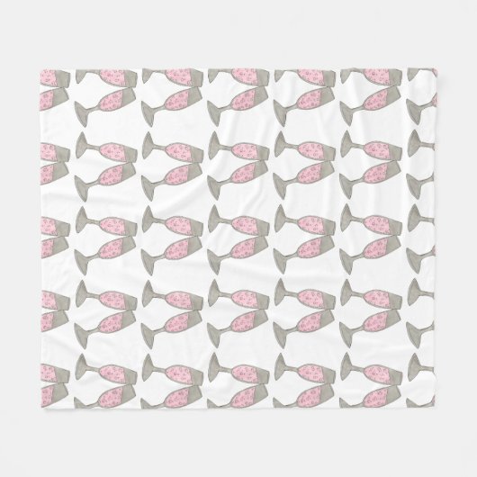 Bubble Roze champagne Glass Cheers Weddenschap Fleece Deken (Voorkant (Horizontaal))