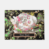 Bubble roze en gele pioenen gepersonaliseerd deurmat (Voorkant)