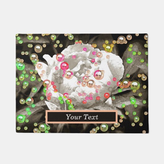 Bubble roze en gele pioenen gepersonaliseerd deurmat (Voorkant)