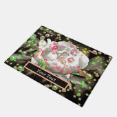 Bubble roze en gele pioenen gepersonaliseerd deurmat (Schuin)