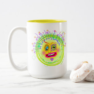 Bubble Smile Meemogie Emoji Kunst Tweekleurige Koffiemok