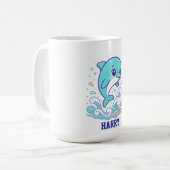 Bubble Splash Dolfijn Schattig Zee Dier Op Maat Koffiemok (Voorkant links)