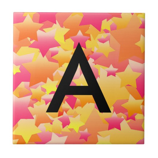Bubble Stars Sherbet Numbered/Lettered Tile Tegeltje (Voorkant)