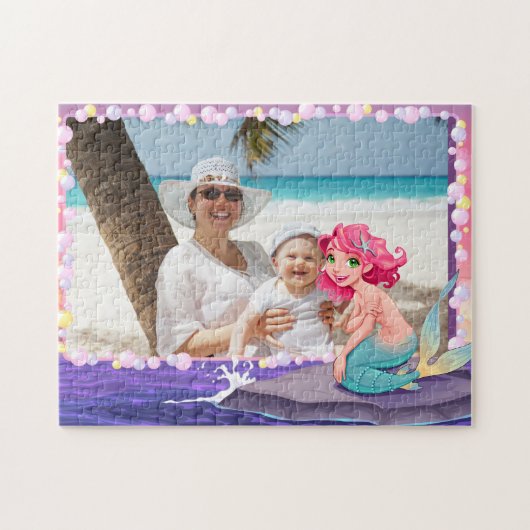 Bubble strand cartoon mermaid photolijst legpuzzel (Horizontaal)