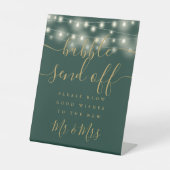 Bubble Stuur String Lights Groen en Goud Reclamebord Met Voetstuk (Voorkant)