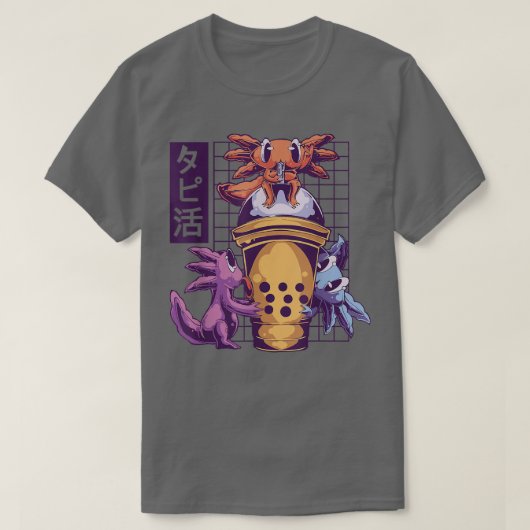 Bubble Tea and Axolotls Axolotl Drink T-shirt (Design voorkant)