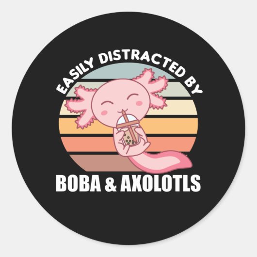 Bubble Tea Axolotl Chocolate Sweet Animals Boba Ronde Sticker (Voorkant)
