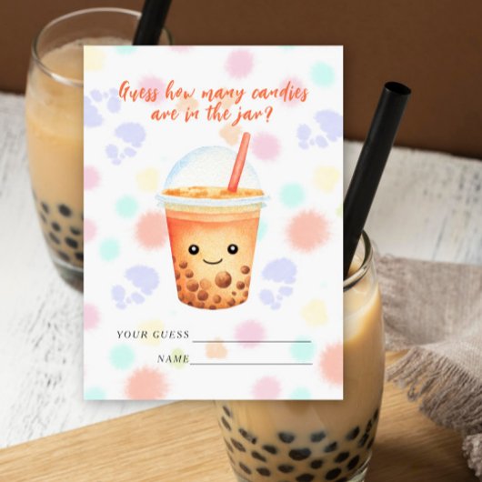 Bubble Tea Baby shower Guess how many candies Informatiekaartje