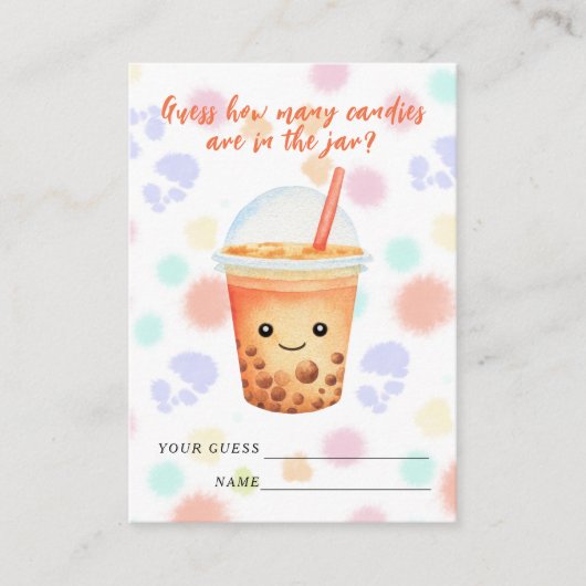 Bubble Tea Baby shower Guess how many candies Informatiekaartje (Voorkant)