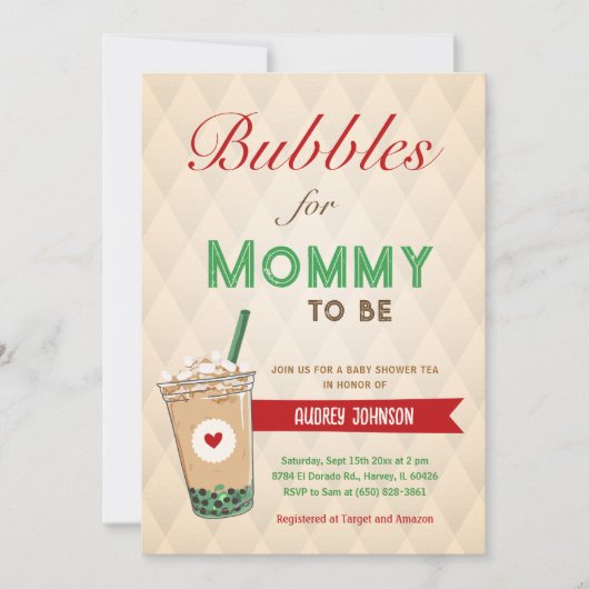 Bubble Tea Baby shower Koffie Koreaanse Kpop Boba Kaart (Voorkant)