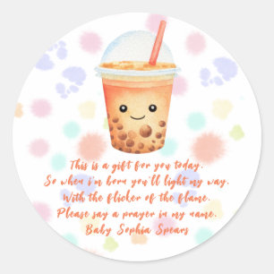 Bubble tea baby shower - Label voor gebedskers