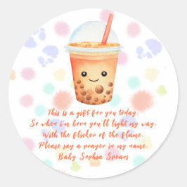 Bubble tea baby shower - Prayer candle label