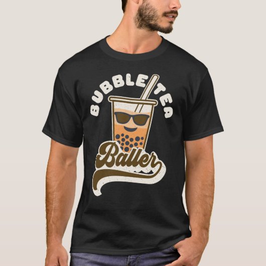 Bubble Tea Baller  Boba Drink Retro Text T-shirt (Voorkant)