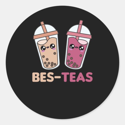 Bubble Tea Best Friends Party Partner Boba Ronde Sticker (Voorkant)