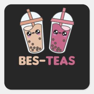 Bubble Tea Best Friends Party Partner Boba Vierkante Sticker