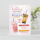 Bubble Tea Birthday Cafe Shop Celebration Kaart (Staand voorkant)