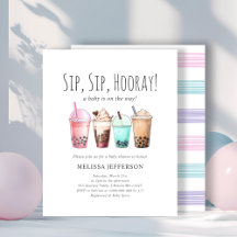 Bubble Tea Boba Baby shower Budget Uitnodiging