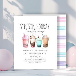 Bubble Tea Boba Baby shower Budget Uitnodiging