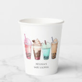 Bubble Tea Boba Baby shower Papieren Bekers (Achterkant)
