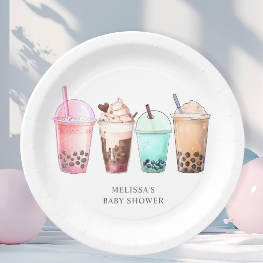 Bubble Tea Boba Baby shower Papieren Bordje