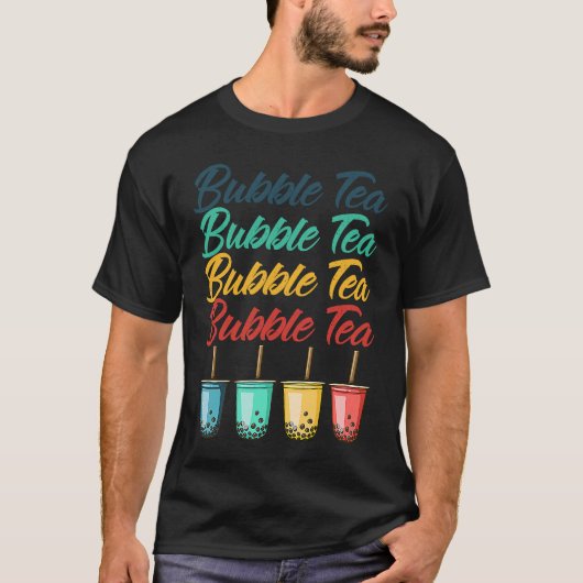 Bubble Tea Boba Black Tea Drink Beverage Cream Puf T-shirt (Voorkant)